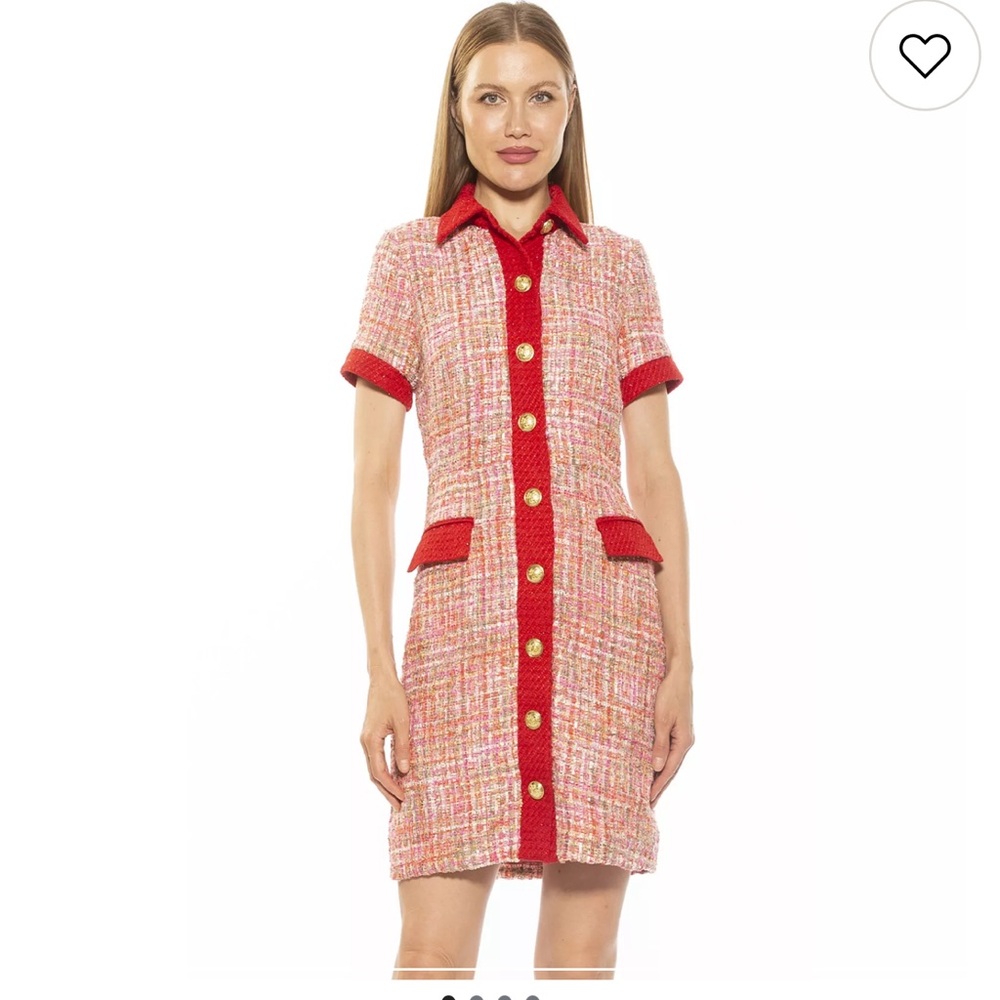 Alexia Admor Red and Pink Tweed Jacket - Picture 3 of 10